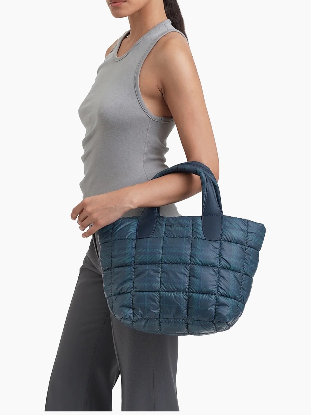 Quilted Puffer Tote in Teal